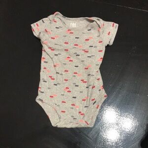 Child of Mine Gray Bodysuit with Red and Navy Car Motif